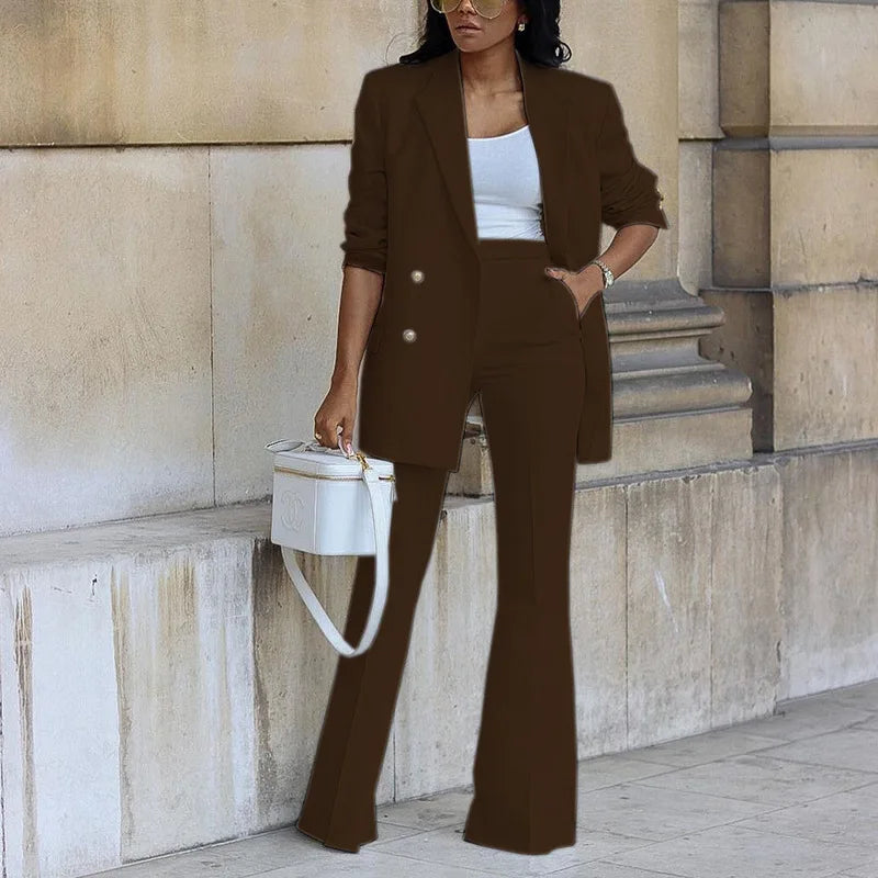 Elegant Women's Wide-Leg Suit Set