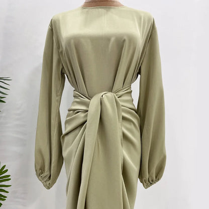 Elegant silky satin abaya set, modest & comfortable for everyday wear