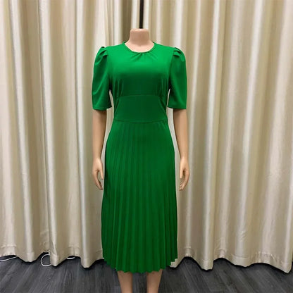 Elegant Pleated Office Dress - Women 2025
