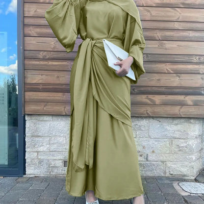 Elegant silky satin abaya set, modest & comfortable for everyday wear