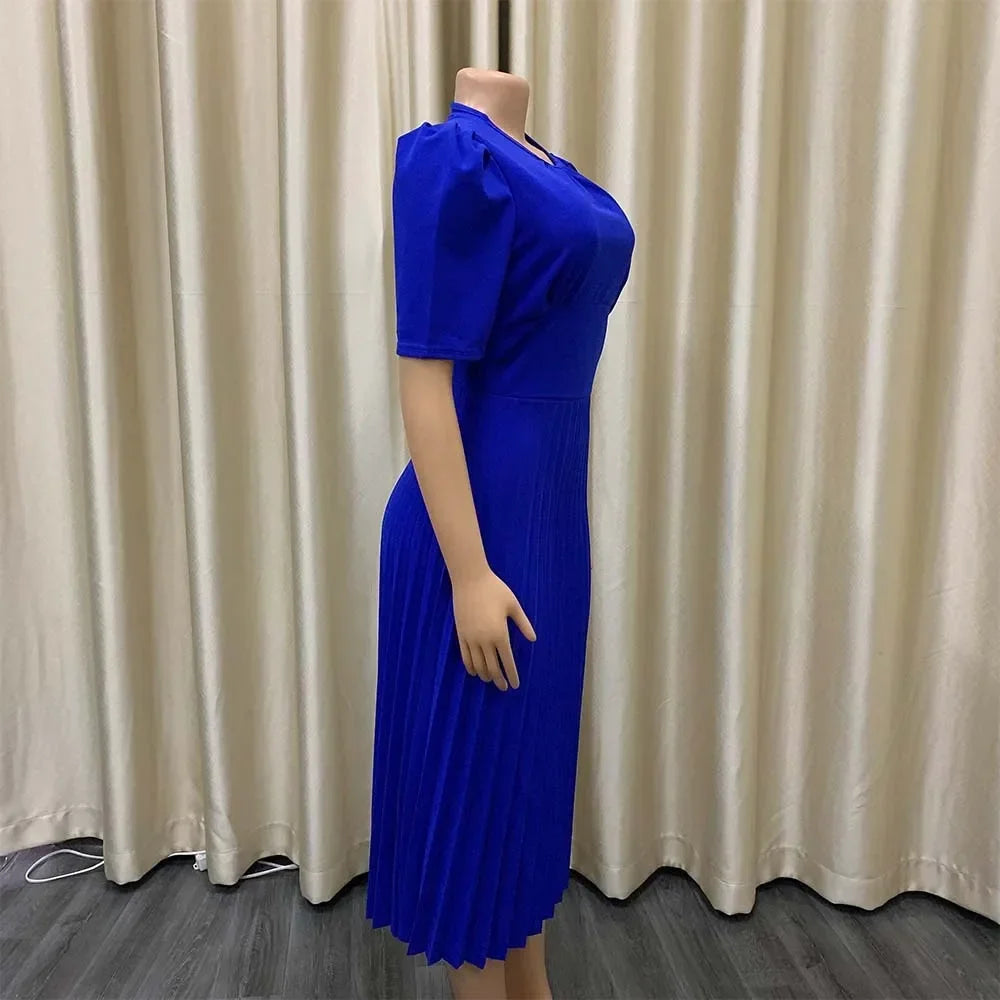 Elegant Pleated Office Dress - Women 2025