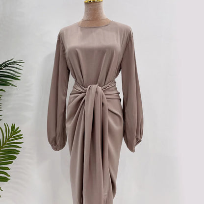 Elegant silky satin abaya set, modest & comfortable for everyday wear