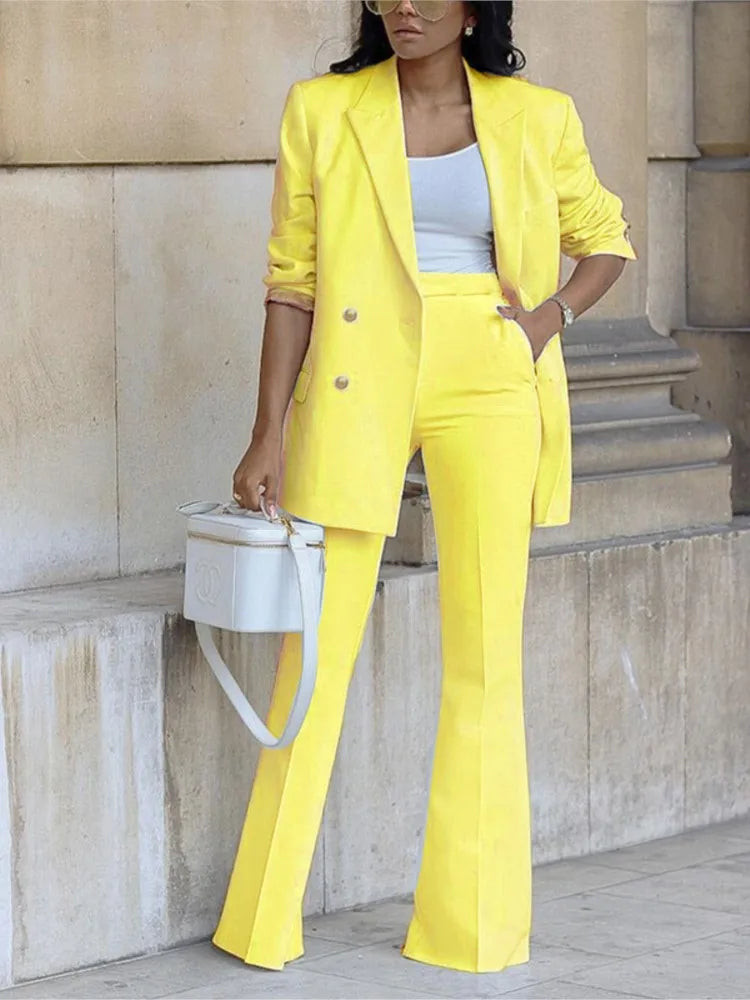 Elegant Women's Wide-Leg Suit Set