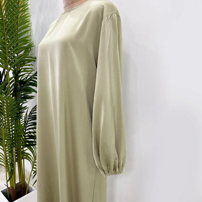 Elegant silky satin abaya set, modest & comfortable for everyday wear