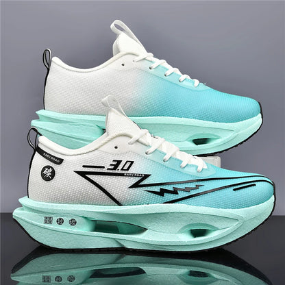 Lightweight breathable running shose with carbon plate for speed & comfort.