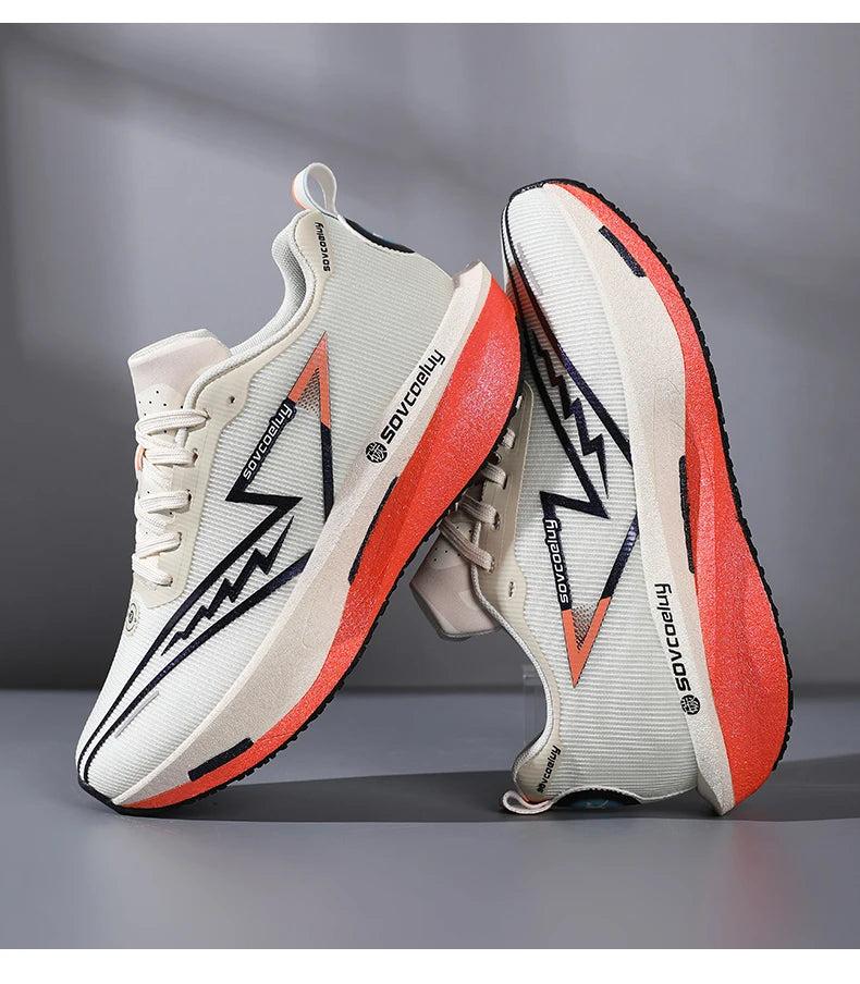 Lightweight breathable running shose with carbon plate for speed & comfort.