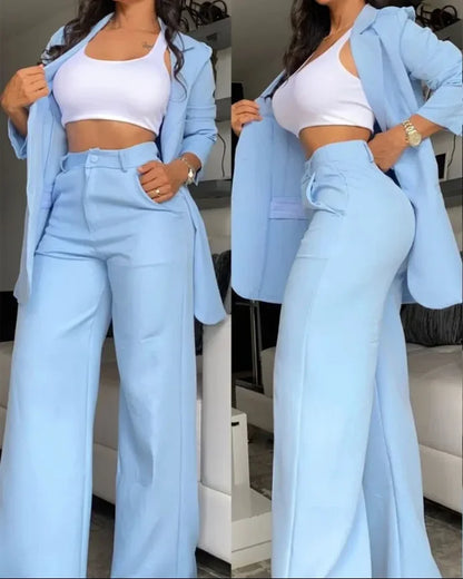 Women's Solid Color Blazar Set