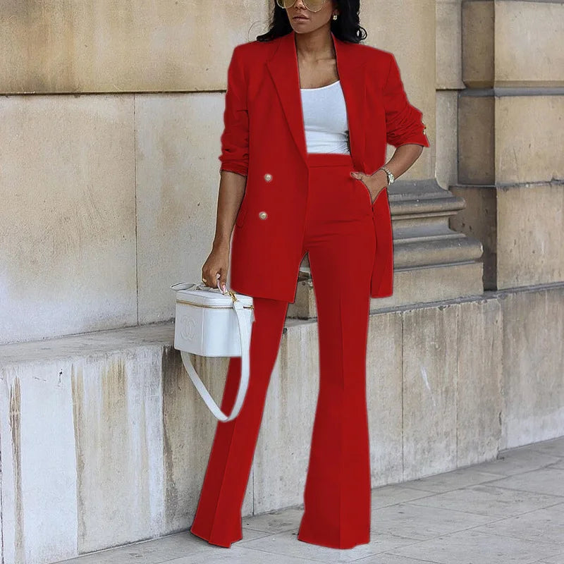 Elegant Women's Wide-Leg Suit Set