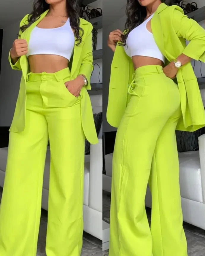 Women's Solid Color Blazar Set