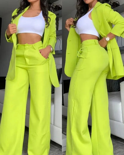 Women's Solid Color Blazar Set
