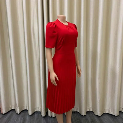 Elegant Pleated Office Dress - Women 2025