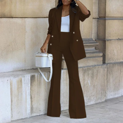 Elegant Women's Wide-Leg Suit Set
