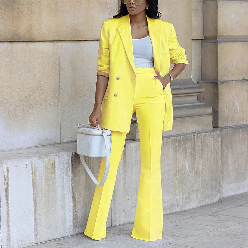 Elegant Women's Wide-Leg Suit Set