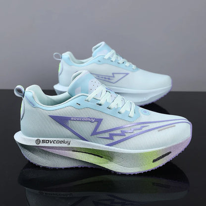 Lightweight breathable running shose with carbon plate for speed & comfort.