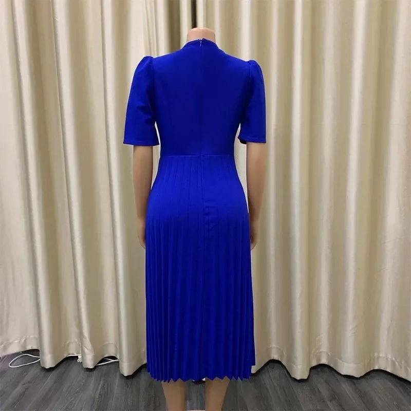 Elegant Pleated Office Dress - Women 2025
