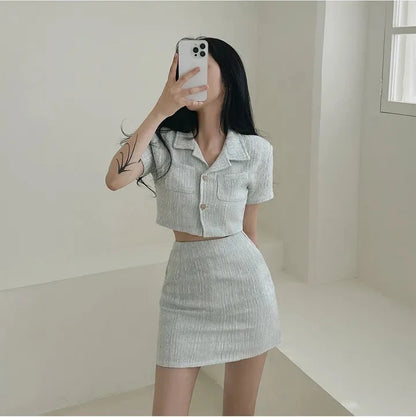 Trendy summer two-piece set (top+skirt). Confortable & stylish.