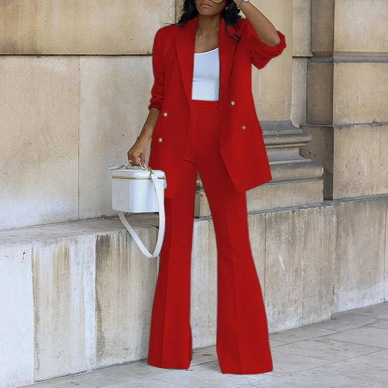 Elegant Women's Wide-Leg Suit Set