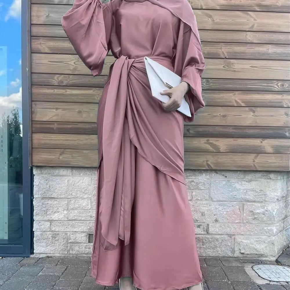 Elegant silky satin abaya set, modest & comfortable for everyday wear