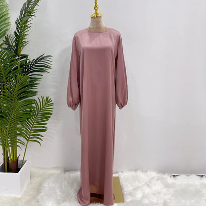 Elegant silky satin abaya set, modest & comfortable for everyday wear