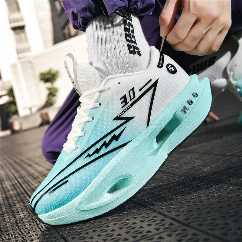 Lightweight breathable running shose with carbon plate for speed & comfort.