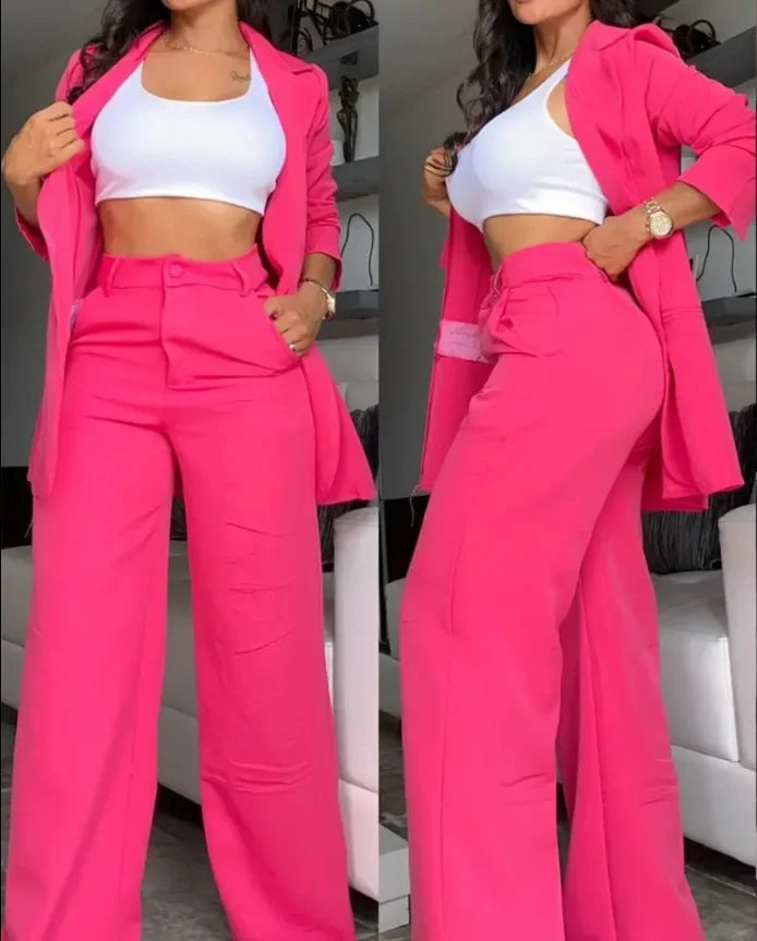 Women's Solid Color Blazar Set