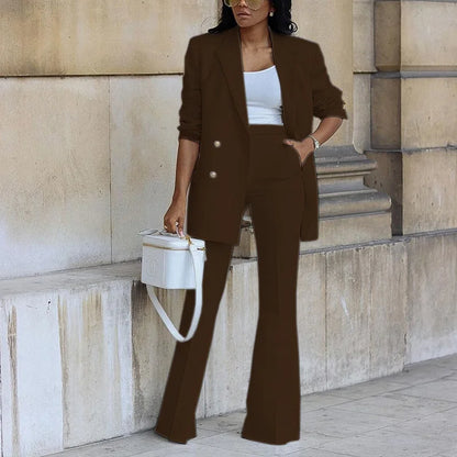 Elegant Women's Wide-Leg Suit Set
