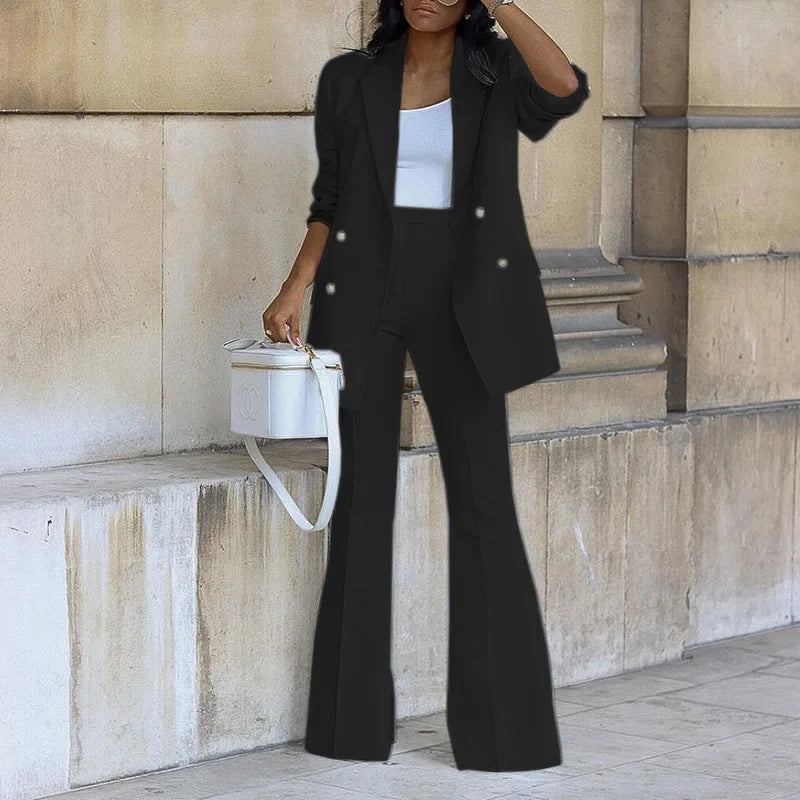 Elegant Women's Wide-Leg Suit Set