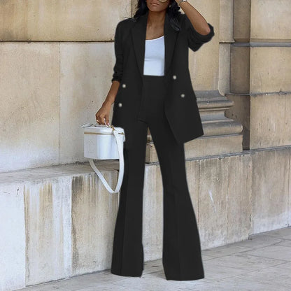 Elegant Women's Wide-Leg Suit Set