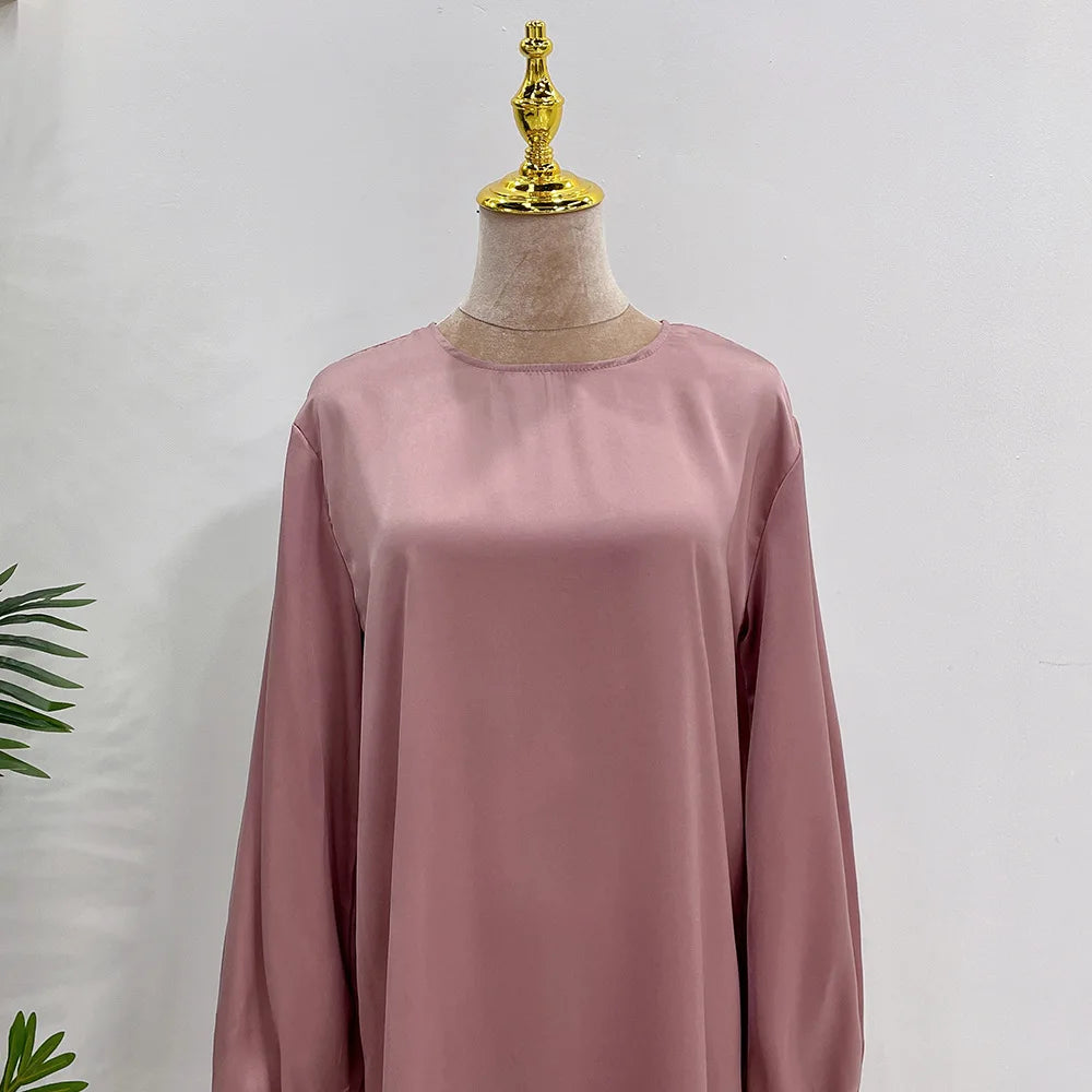 Elegant silky satin abaya set, modest & comfortable for everyday wear