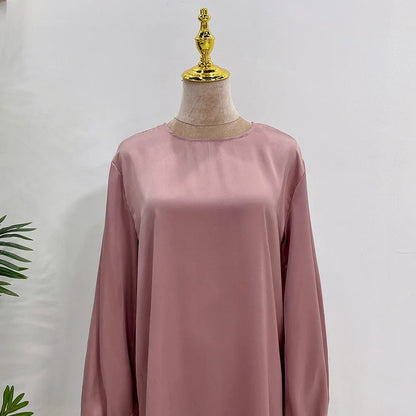 Elegant silky satin abaya set, modest & comfortable for everyday wear