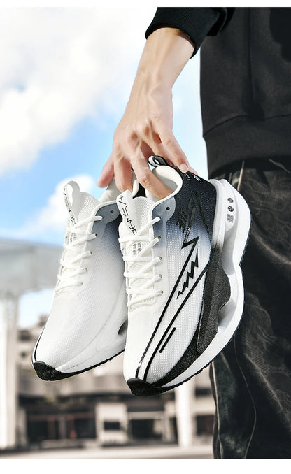 Lightweight breathable running shose with carbon plate for speed & comfort.