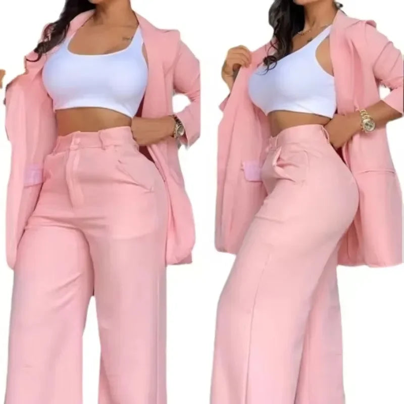 Women's Solid Color Blazar Set