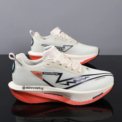 Lightweight breathable running shose with carbon plate for speed & comfort.