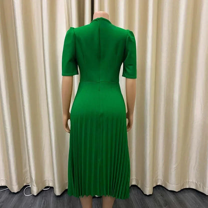 Elegant Pleated Office Dress - Women 2025