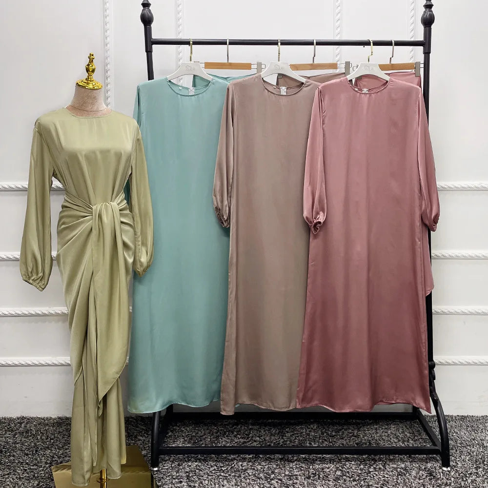 Elegant silky satin abaya set, modest & comfortable for everyday wear