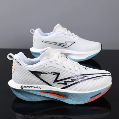 Lightweight breathable running shose with carbon plate for speed & comfort.
