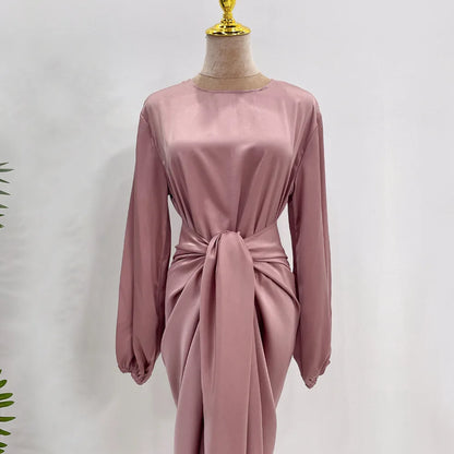 Elegant silky satin abaya set, modest & comfortable for everyday wear