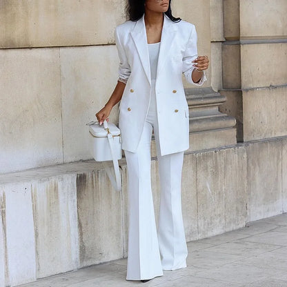 Elegant Women's Wide-Leg Suit Set