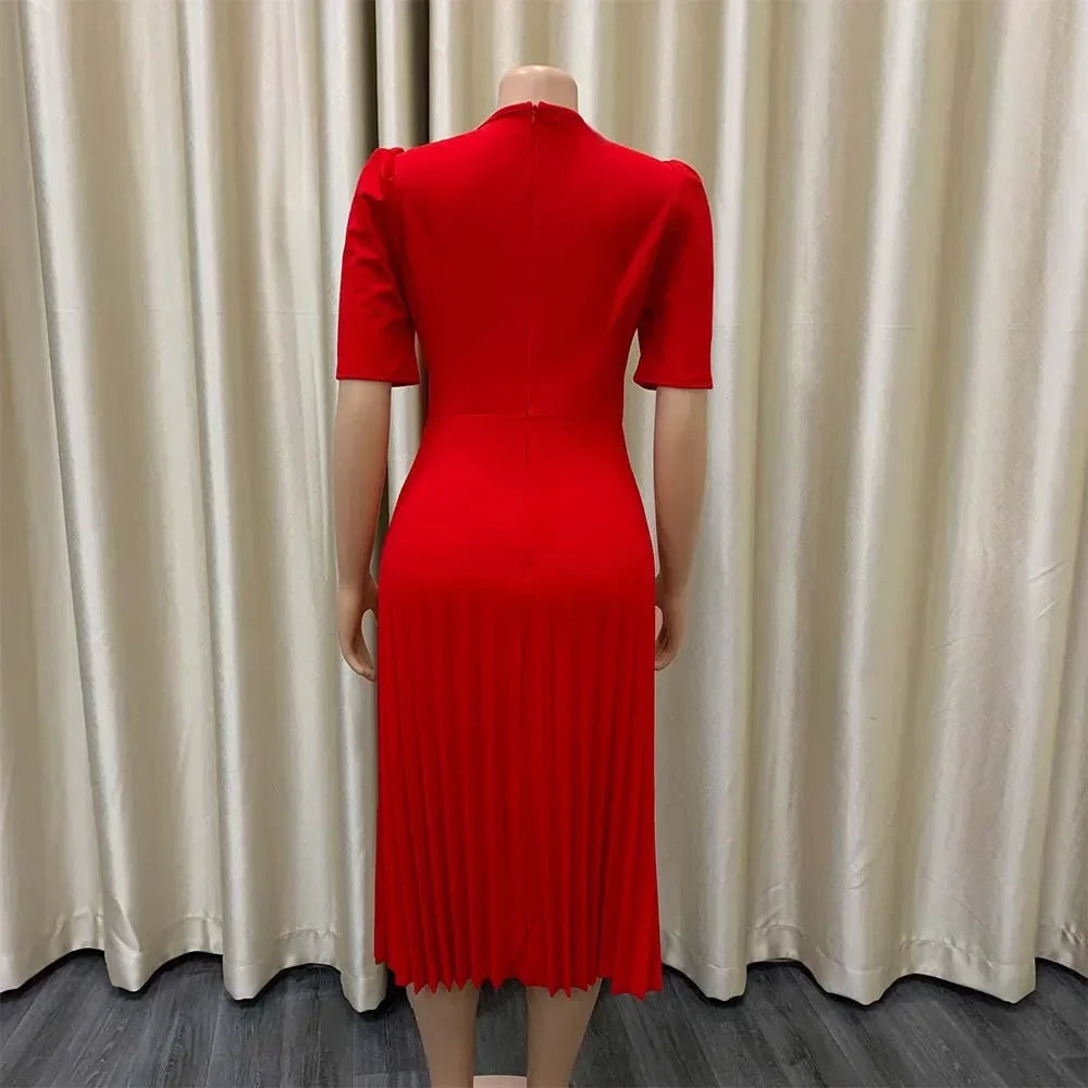 Elegant Pleated Office Dress - Women 2025