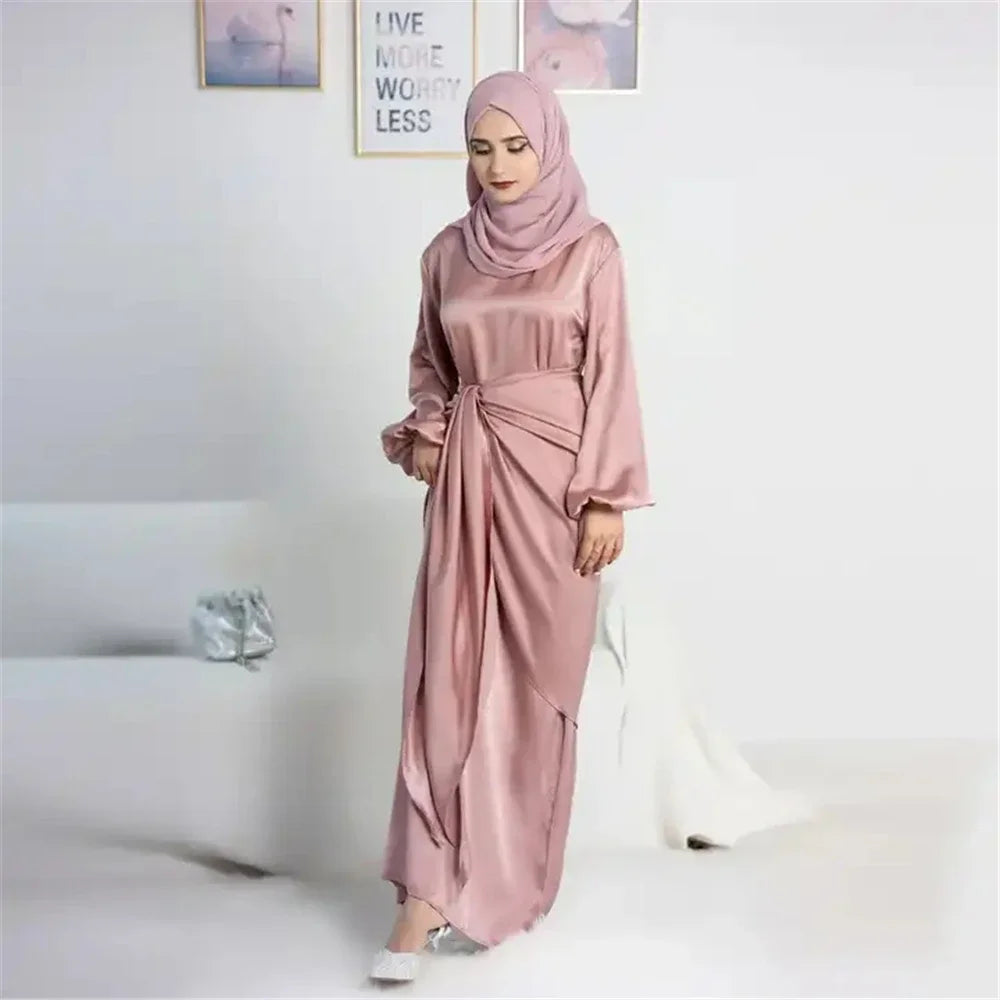 Elegant silky satin abaya set, modest & comfortable for everyday wear