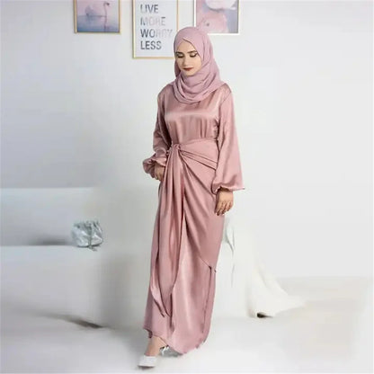 Elegant silky satin abaya set, modest & comfortable for everyday wear