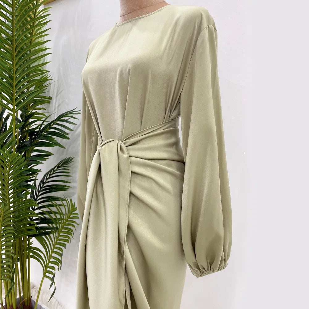 Elegant silky satin abaya set, modest & comfortable for everyday wear