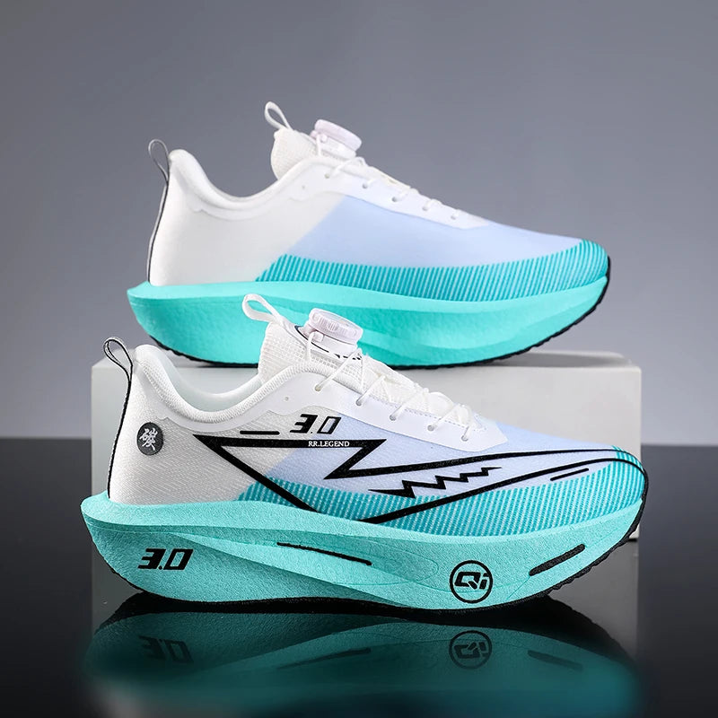 Lightweight breathable running shose with carbon plate for speed & comfort.