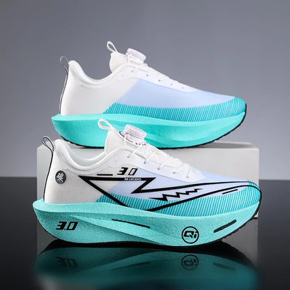 Lightweight breathable running shose with carbon plate for speed & comfort.