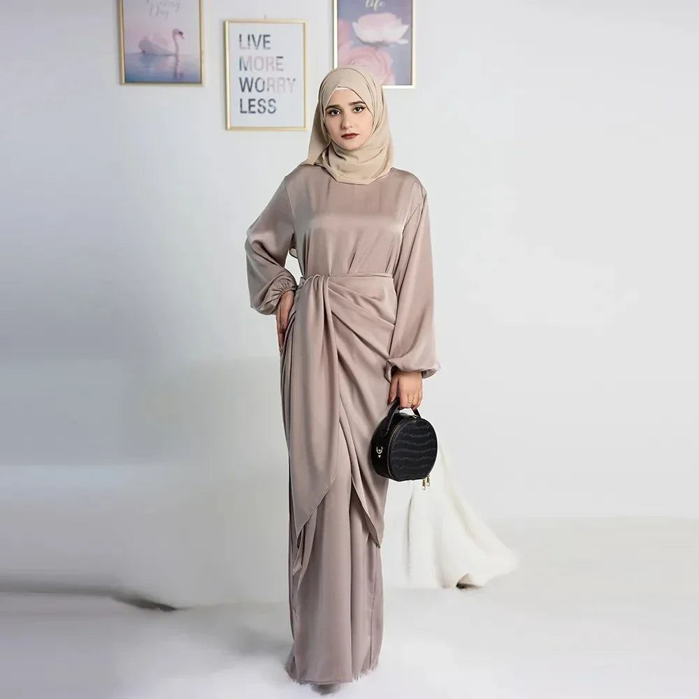 Elegant silky satin abaya set, modest & comfortable for everyday wear