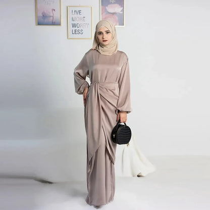 Elegant silky satin abaya set, modest & comfortable for everyday wear