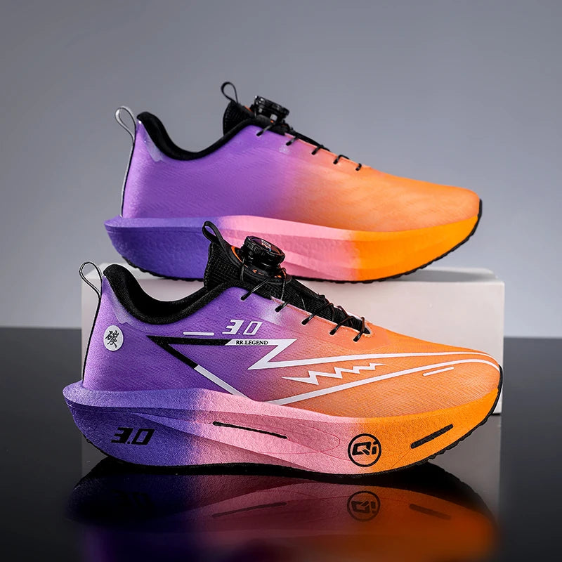 Lightweight breathable running shose with carbon plate for speed & comfort.