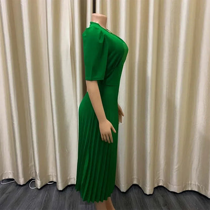 Elegant Pleated Office Dress - Women 2025