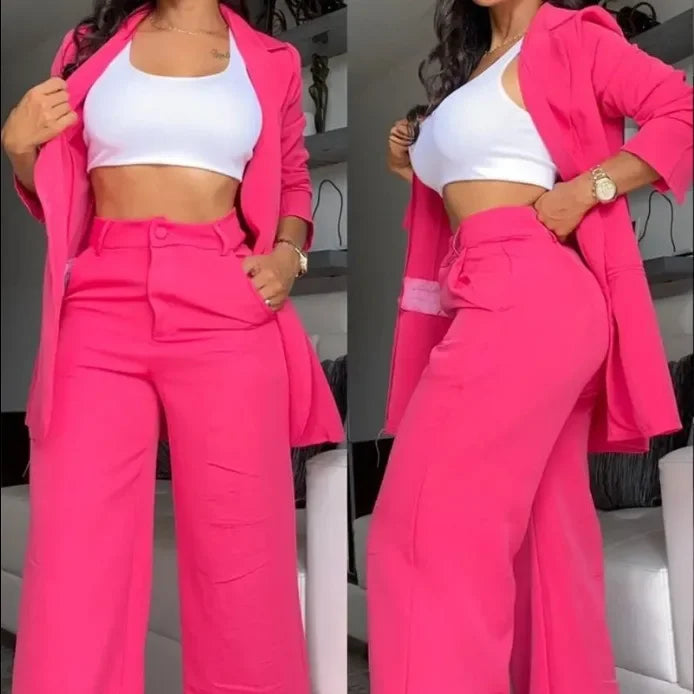 Women's Solid Color Blazar Set