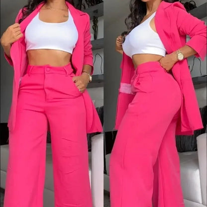 Women's Solid Color Blazar Set